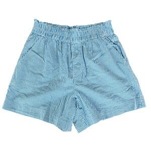 aerie Blue Gingham Elastic-Waist Shorts